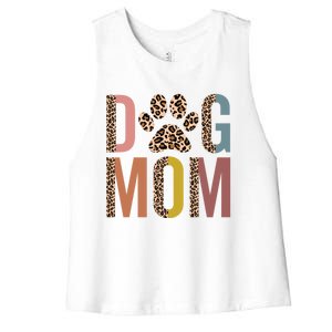 Dog Mom Half Leopard Dog Mama Fur Mom Puppy Dog Mommy Meaningful Gift Women's Racerback Cropped Tank