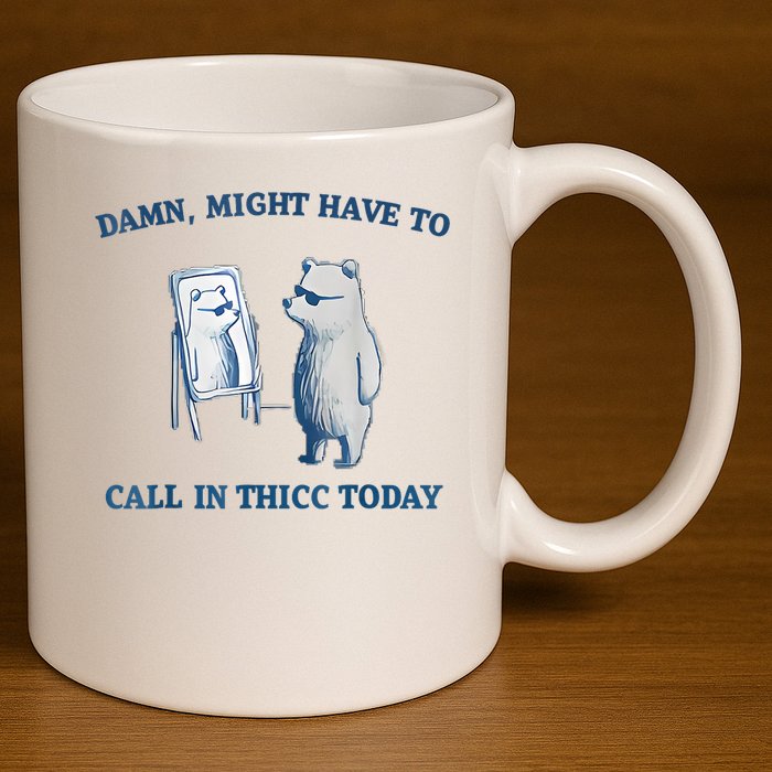 Damn Might Have To Call In Thicc Today Meme 11oz C Handle Ceramic Mug