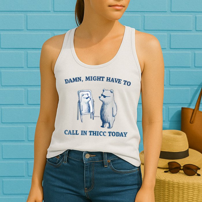 Damn Might Have To Call In Thicc Today Meme Womens Tank Top