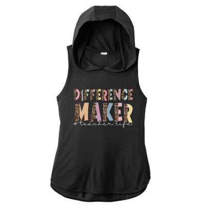 Difference Maker Hashtag Teacher Life Ladies PosiCharge Tri-Blend Wicking Draft Hoodie Tank