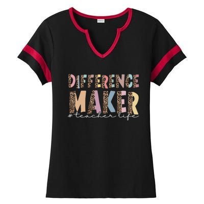 Difference Maker Hashtag Teacher Life Ladies Halftime Notch Neck Tee