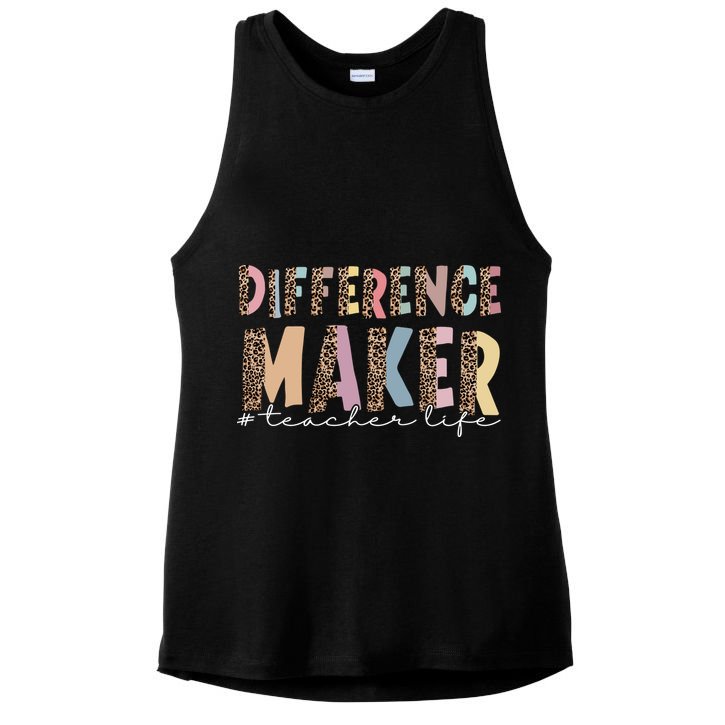 Difference Maker Hashtag Teacher Life Ladies PosiCharge Tri-Blend Wicking Tank
