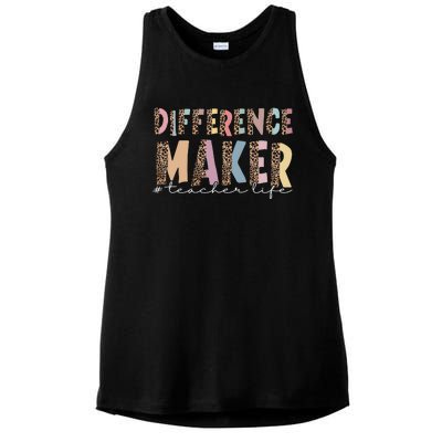 Difference Maker Hashtag Teacher Life Ladies PosiCharge Tri-Blend Wicking Tank