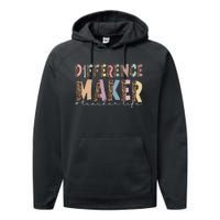 Difference Maker Hashtag Teacher Life Performance Fleece Hoodie