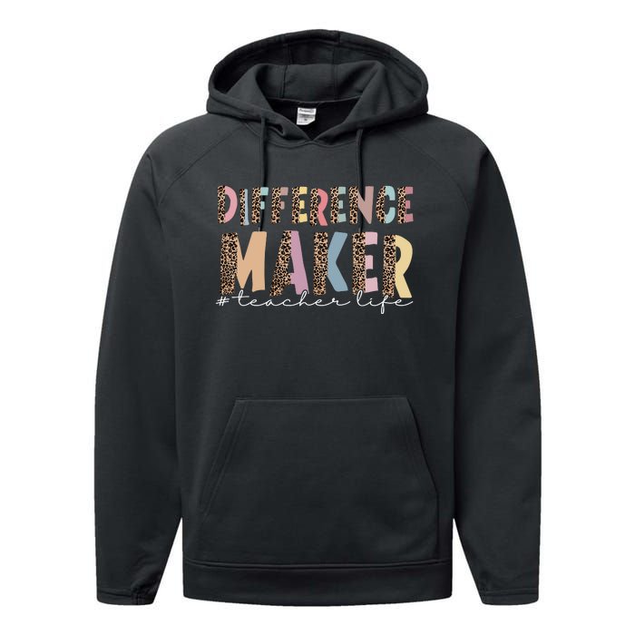 Difference Maker Hashtag Teacher Life Performance Fleece Hoodie