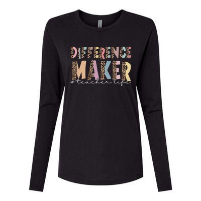 Difference Maker Hashtag Teacher Life Womens Cotton Relaxed Long Sleeve T-Shirt