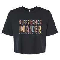 Difference Maker Hashtag Teacher Life Bella+Canvas Jersey Crop Tee