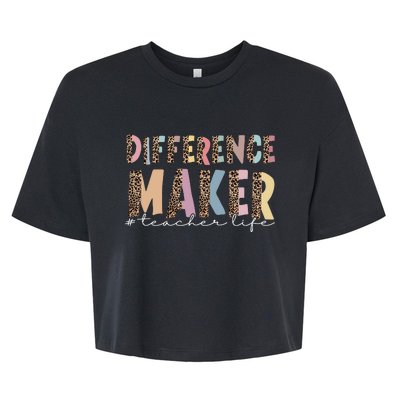 Difference Maker Hashtag Teacher Life Bella+Canvas Jersey Crop Tee