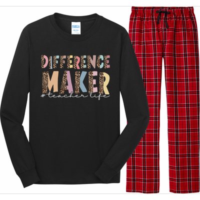 Difference Maker Hashtag Teacher Life Long Sleeve Pajama Set