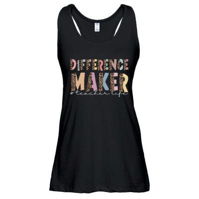 Difference Maker Hashtag Teacher Life Ladies Essential Flowy Tank