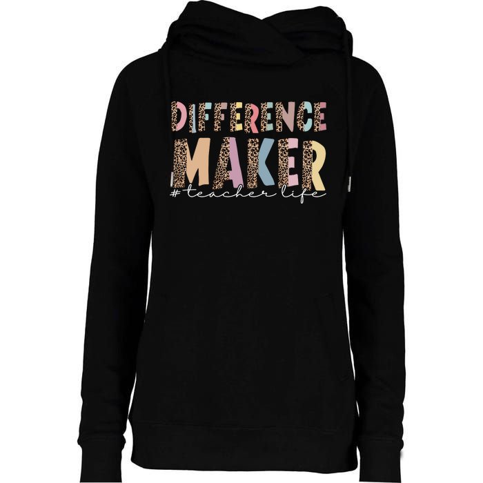 Difference Maker Hashtag Teacher Life Womens Funnel Neck Pullover Hood