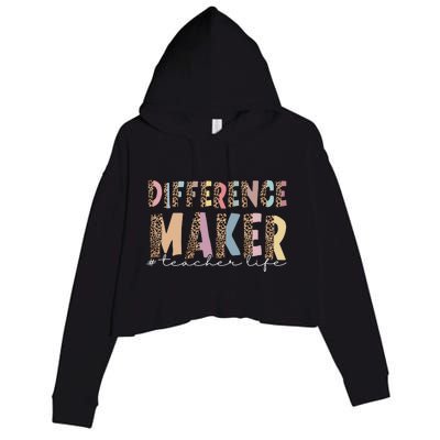 Difference Maker Hashtag Teacher Life Crop Fleece Hoodie