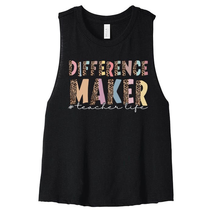 Difference Maker Hashtag Teacher Life Women's Racerback Cropped Tank