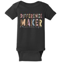 Difference Maker Hashtag Teacher Life Baby Bodysuit