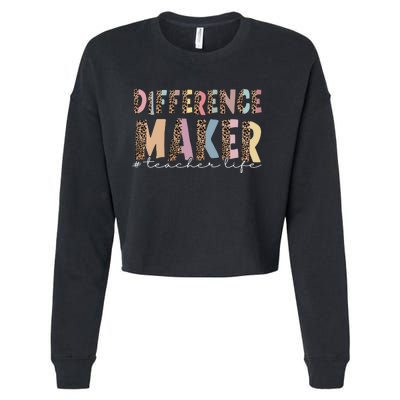 Difference Maker Hashtag Teacher Life Cropped Pullover Crew