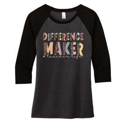 Difference Maker Hashtag Teacher Life Women's Tri-Blend 3/4-Sleeve Raglan Shirt