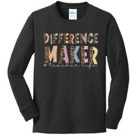 Difference Maker Hashtag Teacher Life Kids Long Sleeve Shirt