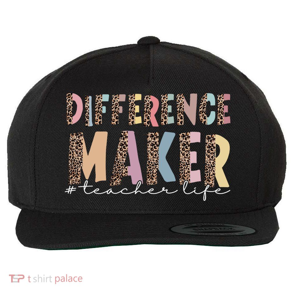 Difference Maker Hashtag Teacher Life Wool Snapback Cap