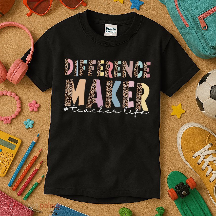 Difference Maker Hashtag Teacher Life Kids T-Shirt