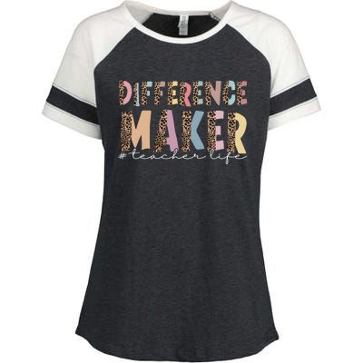 Difference Maker Hashtag Teacher Life Enza Ladies Jersey Colorblock Tee