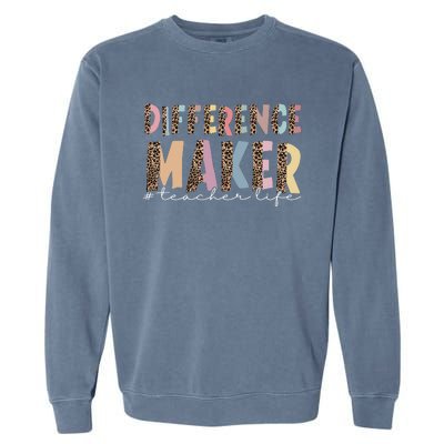 Difference Maker Hashtag Teacher Life Garment-Dyed Sweatshirt