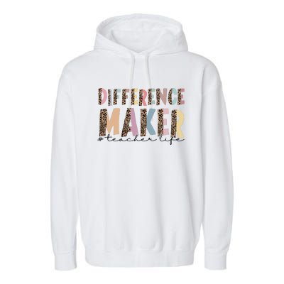 Difference Maker Hashtag Teacher Life Garment-Dyed Fleece Hoodie