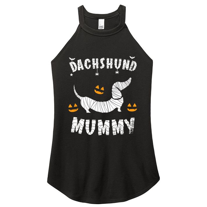 Dachshund Mummy Halloween Funny Dog Mummy Dachshund Lover Funny Gift Women's Perfect Tri Rocker Tank