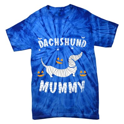 Dachshund Mummy Halloween Funny Dog Mummy Dachshund Lover Funny Gift Tie-Dye T-Shirt