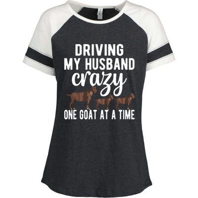 Driving My Husband Crazy Goat Mom Goat Lover Goat Mama Enza Ladies Jersey Colorblock Tee