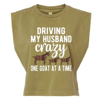 Driving My Husband Crazy Goat Mom Goat Lover Goat Mama Garment-Dyed Women's Muscle Tee