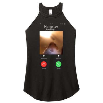 Dank Meme Hamster Staring Front Camera Hamster Calling Gift Women's Perfect Tri Rocker Tank