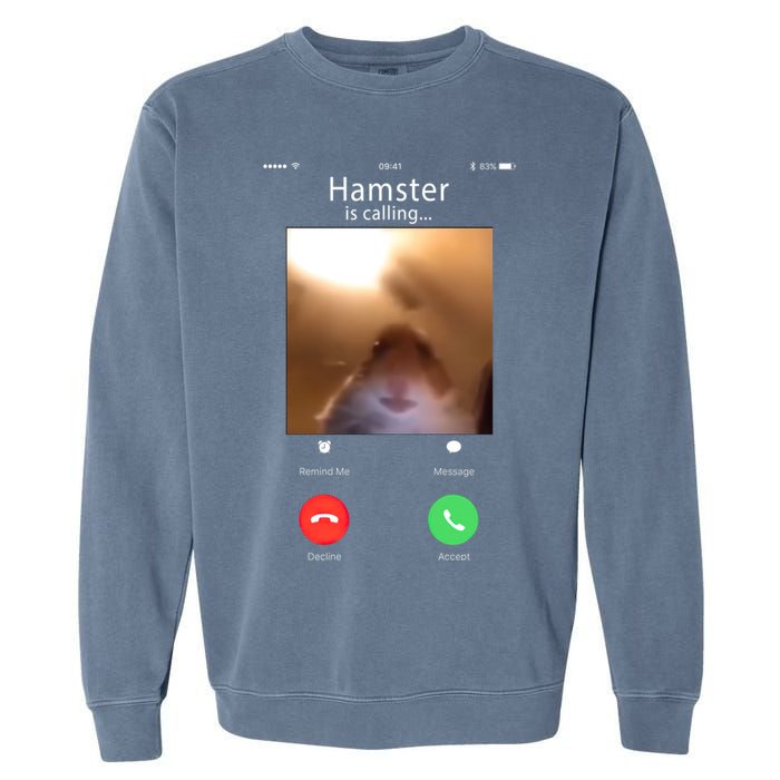 Dank Meme Hamster Staring Front Camera Hamster Calling Gift Garment-Dyed Sweatshirt