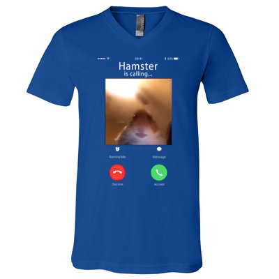 Dank Meme Hamster Staring Front Camera Hamster Calling Gift V-Neck T-Shirt