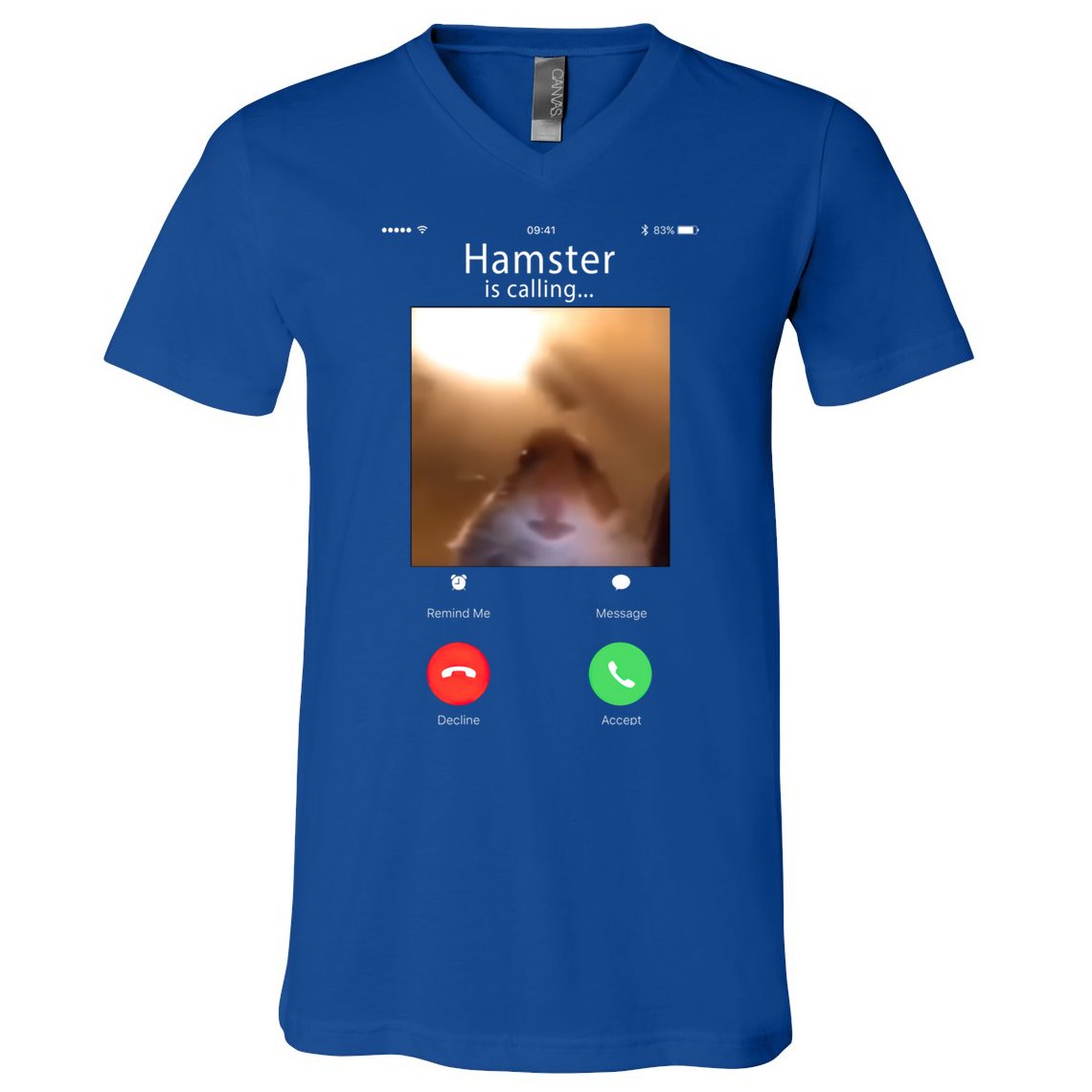 Dank Meme Hamster Staring Front Camera Hamster Calling Gift V-Neck T-Shirt