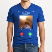 Dank Meme Hamster Staring Front Camera Hamster Calling Gift V-Neck T-Shirt
