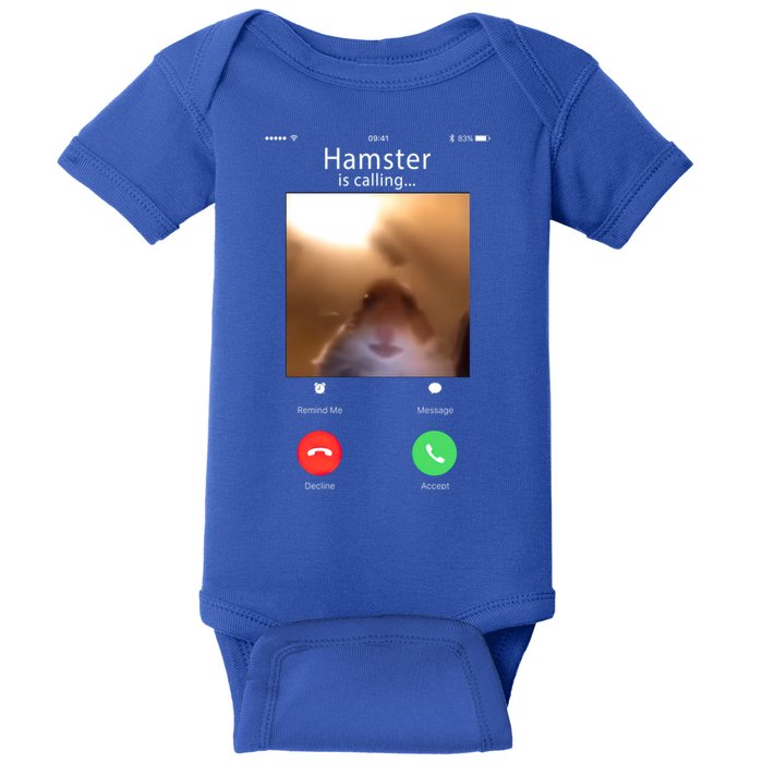 Dank Meme Hamster Staring Front Camera Hamster Calling Gift Baby Bodysuit