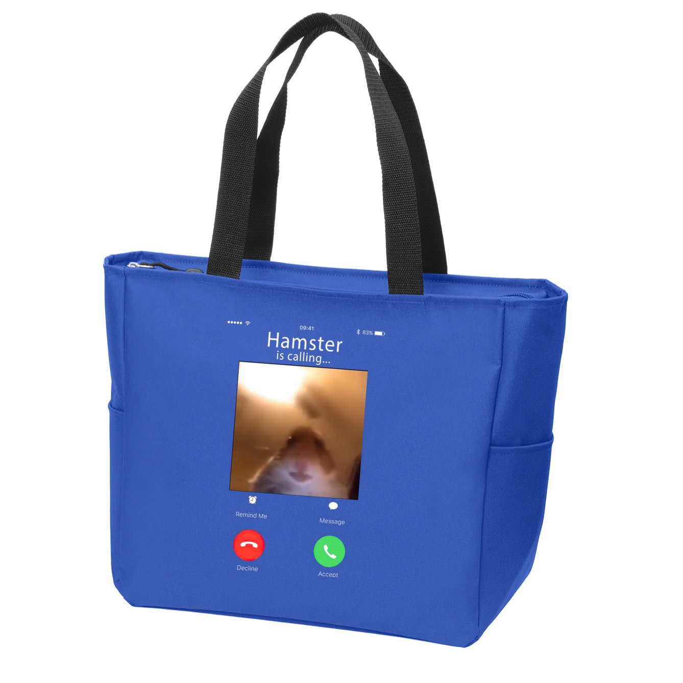 Dank Meme Hamster Staring Front Camera Hamster Calling Gift Zip Tote Bag