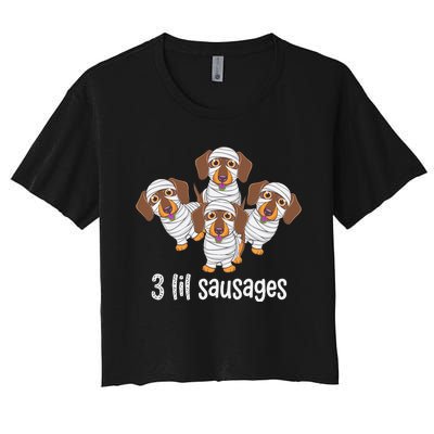 Dachshund Mummy Halloween Gifts For Dog Owners Women's Crop Top Tee