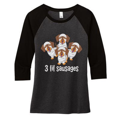 Dachshund Mummy Halloween Gifts For Dog Owners Women's Tri-Blend 3/4-Sleeve Raglan Shirt