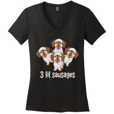 Dachshund Mummy Halloween Gifts For Dog Owners Women's V-Neck T-Shirt