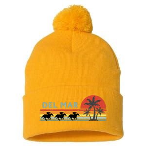 Del Mar Horse Racing Thoroughbred Santa Anita Horseplayers Pom Pom 12in Knit Beanie