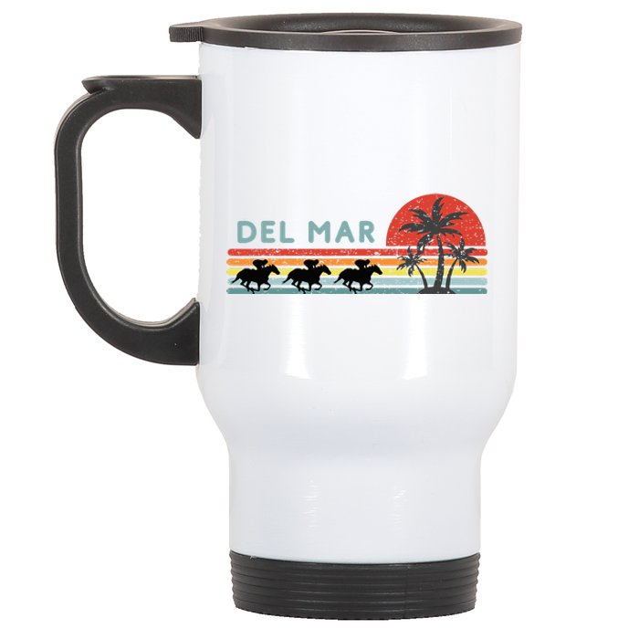 Del Mar Horse Racing Thoroughbred Santa Anita Horseplayers Stainless Steel Travel Mug