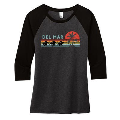 Del Mar Horse Racing Thoroughbred Santa Anita Horseplayers Women's Tri-Blend 3/4-Sleeve Raglan Shirt