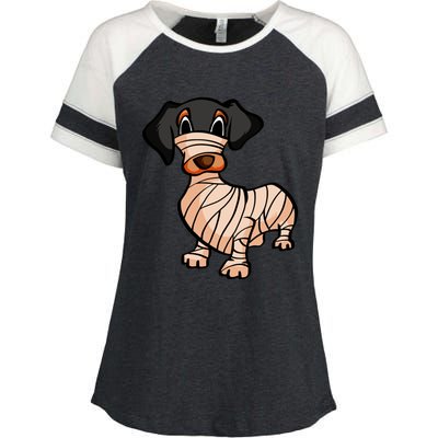 Dachshund Mummy Halloween Gift Enza Ladies Jersey Colorblock Tee