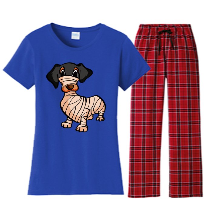 Dachshund Mummy Halloween Gift Women's Flannel Pajama Set