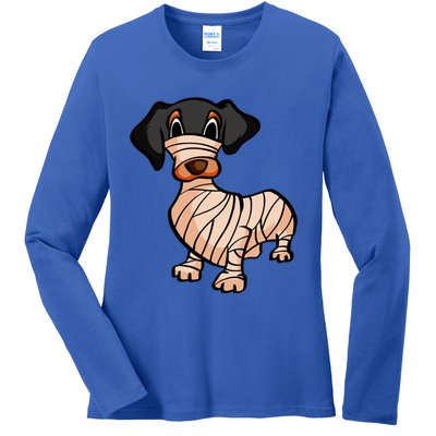 Dachshund Mummy Halloween Gift Ladies Long Sleeve Shirt