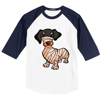 Dachshund Mummy Halloween Gift Baseball Sleeve Shirt