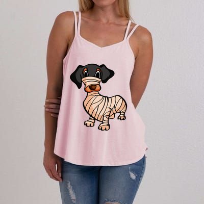 Dachshund Mummy Halloween Gift Women's Strappy Tank