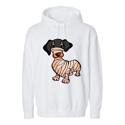 Dachshund Mummy Halloween Gift Garment-Dyed Fleece Hoodie