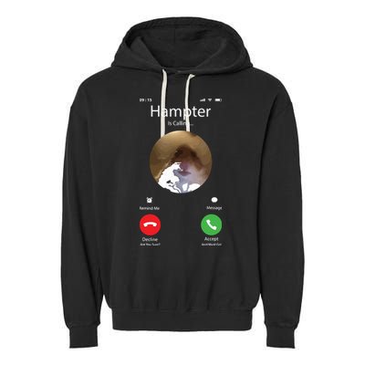Dank Meme Hamster Staring Front Camera Hampter Calling Garment-Dyed Fleece Hoodie